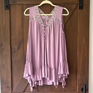 Lilac Flowy Embellished Tunic Top